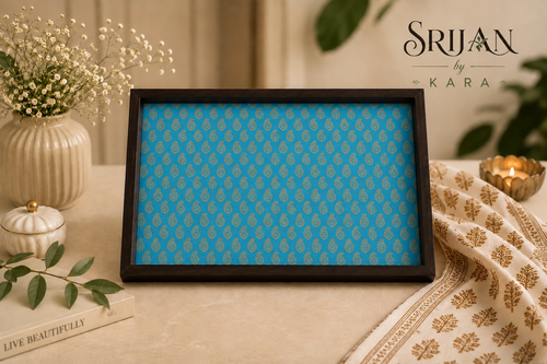 Handcrafted Wooden Decorative Tray for Home Decor- Blue