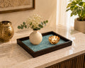 Handcrafted Wooden Serving and Decorative Tray for Home Decor- Light Blue