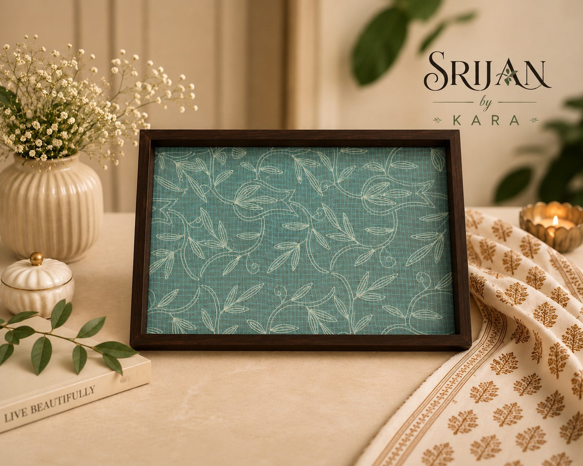 Handcrafted Wooden Serving and Decorative Tray for Home Decor- Light Blue
