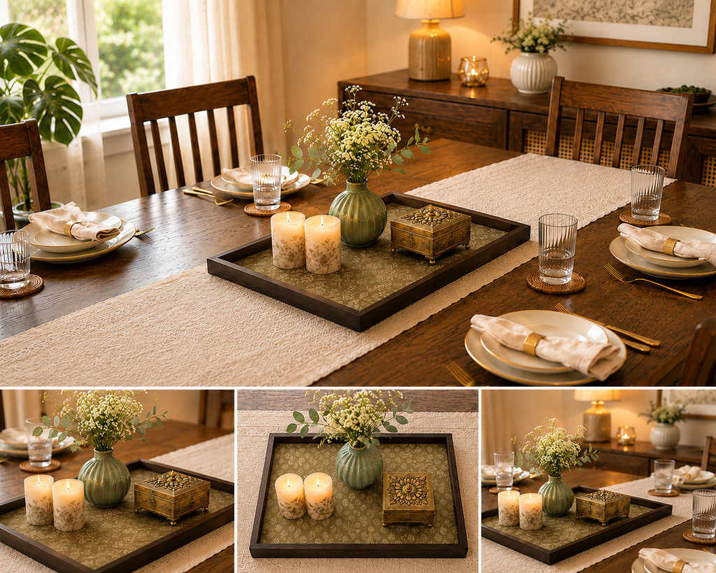 Handcrafted Wooden Serving & Decorative Tray for Home Decor- Lemon Yellow
