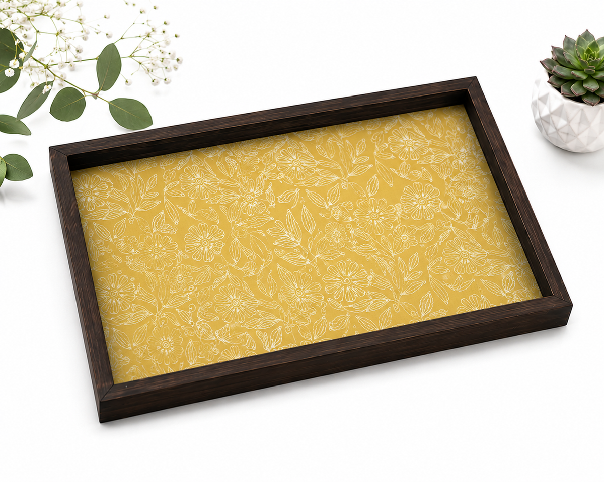 Handcrafted Wooden Serving & Decorative Tray for Home Decor- Lemon Yellow