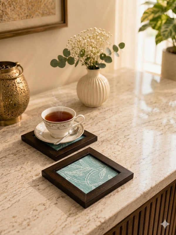 Handcrafted Wooden Serving and Decorative Coasters (Set of Two) Size (4x4)