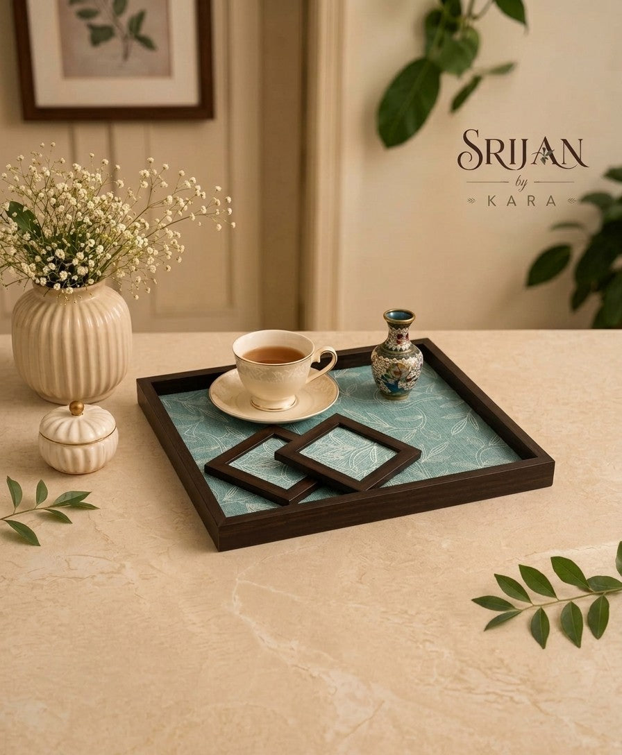 Handcrafted Wooden Serving and Decorative Coasters (Set of Two) Size (4x4)