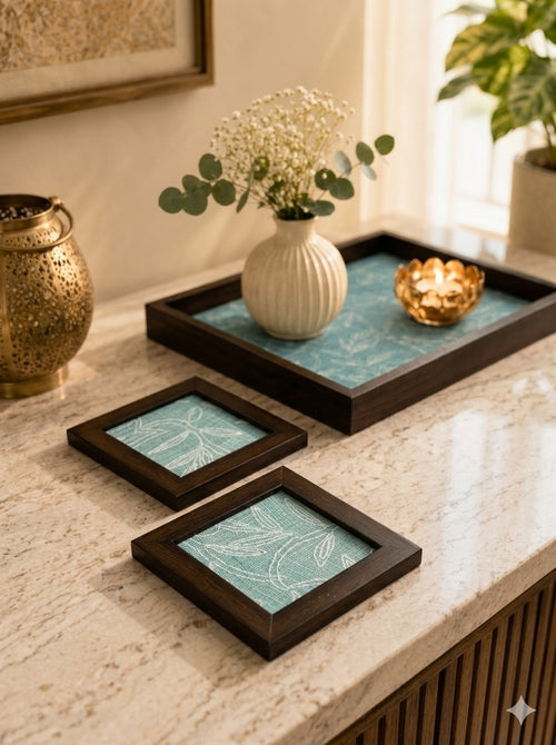 Handcrafted Wooden Serving and Decorative Coasters (Set of Two) Size (4x4)