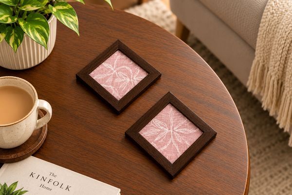 Handcrafted Wooden Serving and Decorative Coasters (Set of Two) Size (5x5)