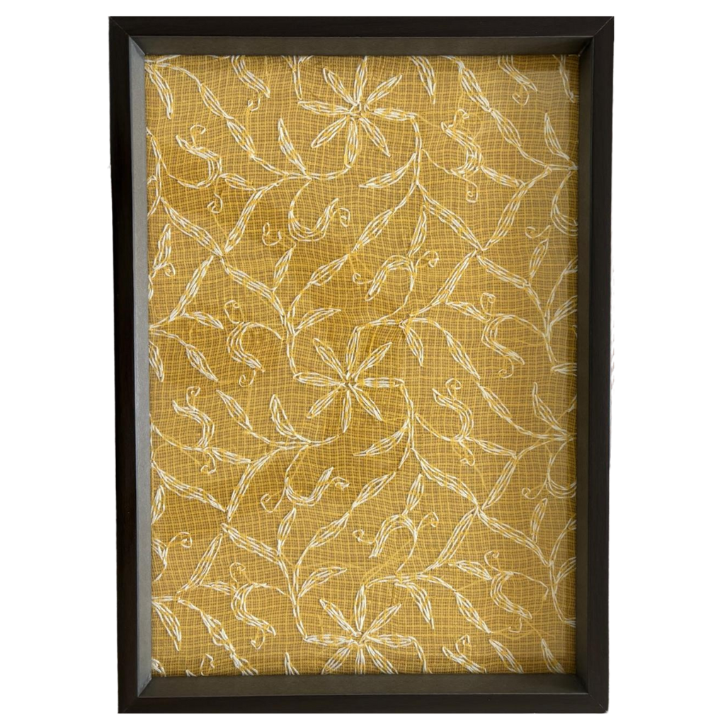 Handcrafted Chikankari Wooden Decorative Tray