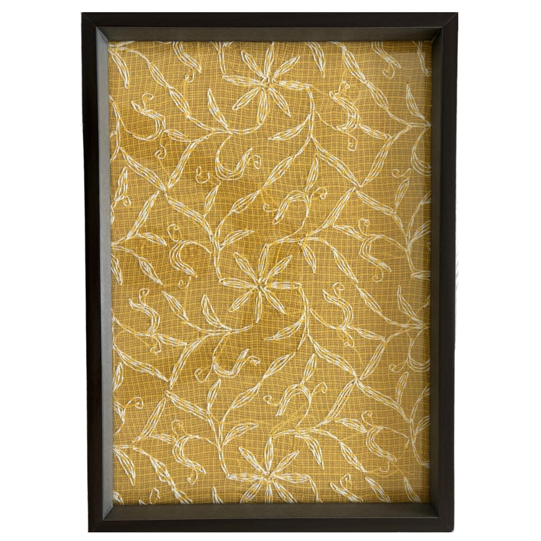 Handcrafted Chikankari Wooden Decorative Tray